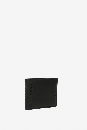 Men's black die-cut leather wallet
