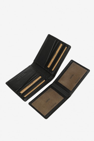 Men's black die-cut leather wallet