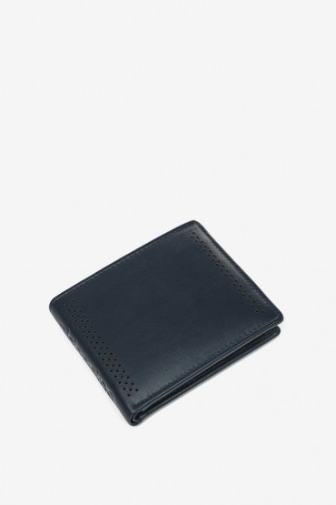 Men's blue die-cut leather wallet