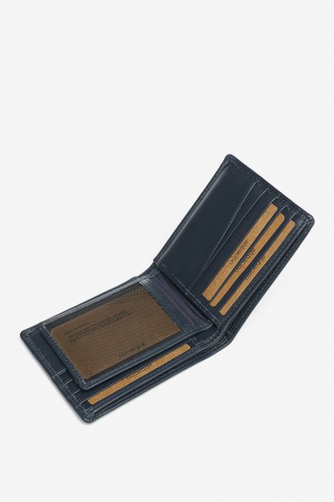 Men's blue die-cut leather wallet