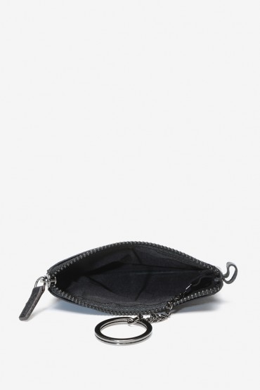 Men's black die-cut leather coin purse