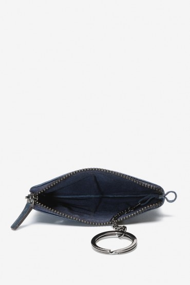 Men's blue die-cut leather coin purse