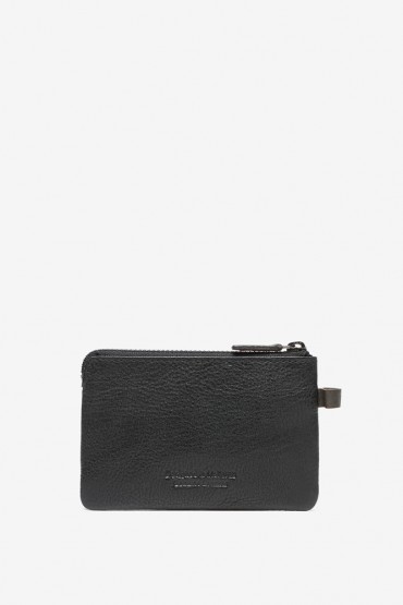 Men's black leather coin purse