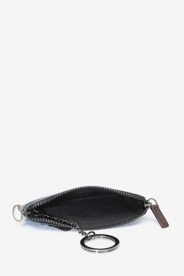 Men's black leather coin purse