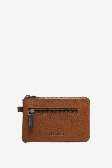 Men's cognac leather coin purse