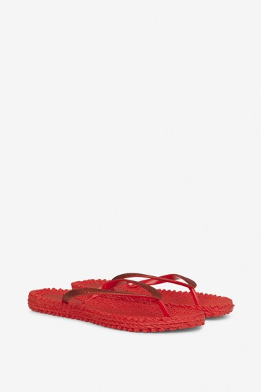 ILSE JACOBSEN women's red flip flops with glitter