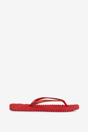 ILSE JACOBSEN women's red flip flops with glitter