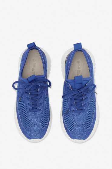 ILSE JACOBSEN women's blue sneakers with glitter