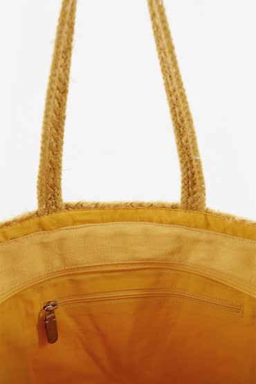 Women's large yellow raffia basket