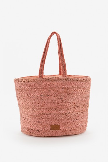Women's large pink raffia basket