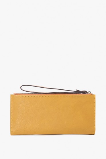 Women's large orange leather wallet