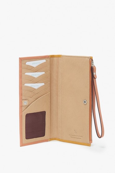 Women's large orange leather wallet