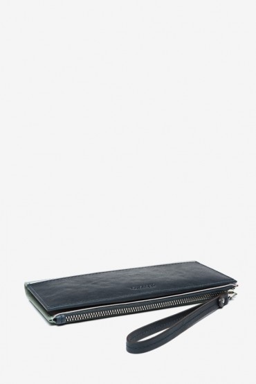 Women's large blue leather wallet