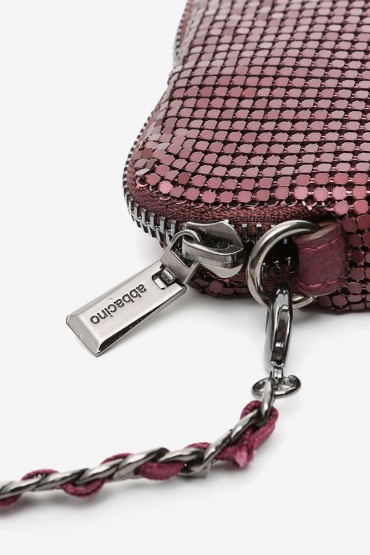 Women's burgundy metallic mesh mini pag