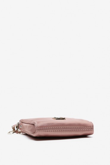Women's satin-effect pink mini phone bag