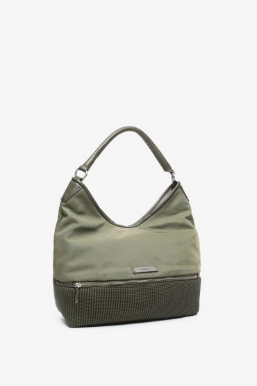Women's green hobo bag with padded details