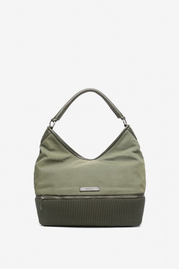 Women's green hobo bag with padded details