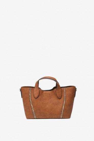 Women's small cognac shopper bag