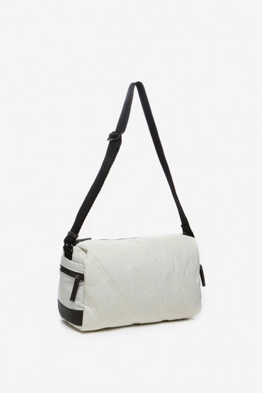Women's beige jacquard crossbody bag