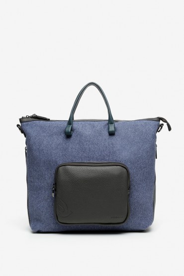 Women's blue felt shopper bag for laptop
