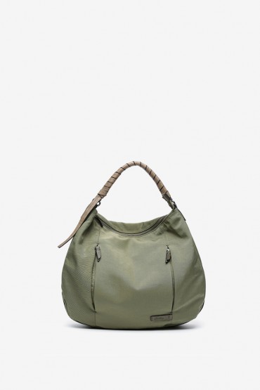 Women's green hobo bag with braided handle