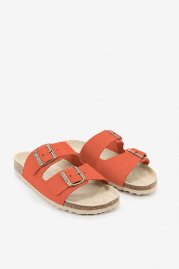 Women's orange suede flat sandal