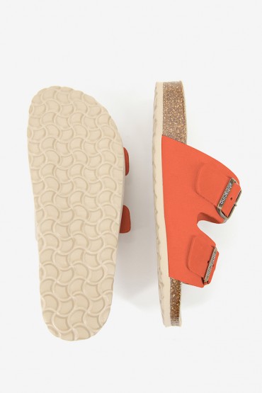 Women's orange suede flat sandal