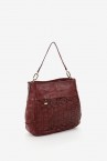 Women\'s burgundy hobo bag in braided leather