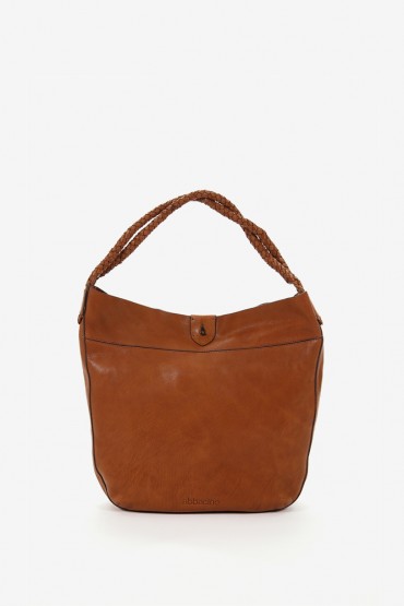 Women's cognac leather hobo bag