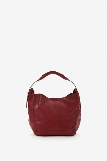 Women's burgundy leather hobo bag