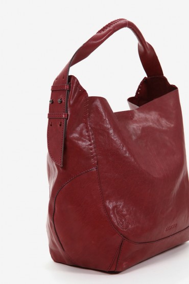 Women's burgundy leather hobo bag
