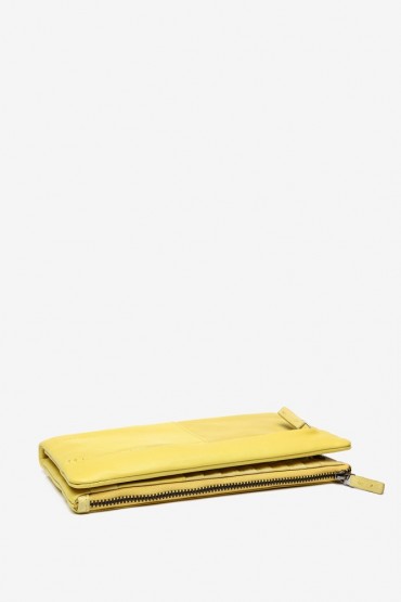 Women's large yellow leather wallet