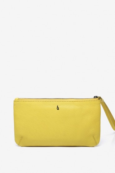 Women's large coin purse in yellow leather