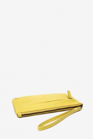 Women's large coin purse in yellow leather