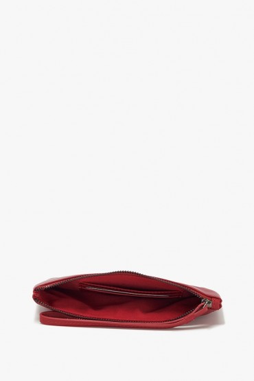 Women's large coin purse in red leather