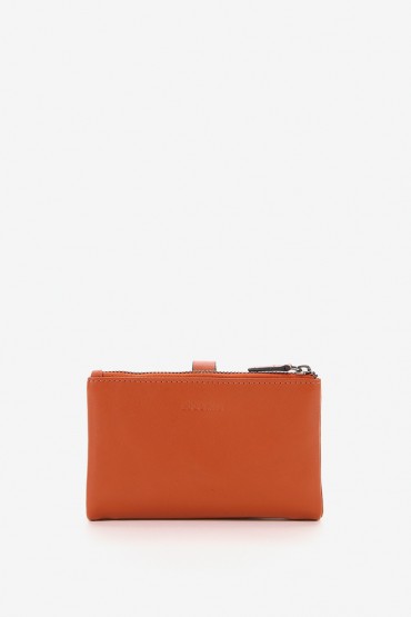 Women's medium orange leather wallet