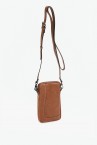 Women\'s cognac leather mini phone bag