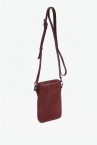 Women\'s burgundy leather mini phone bag