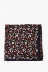 Pañuelo de mujer de lana con patchworks florales en marrón