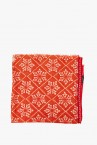 Women\'s wool scarf with cognac geometric print
