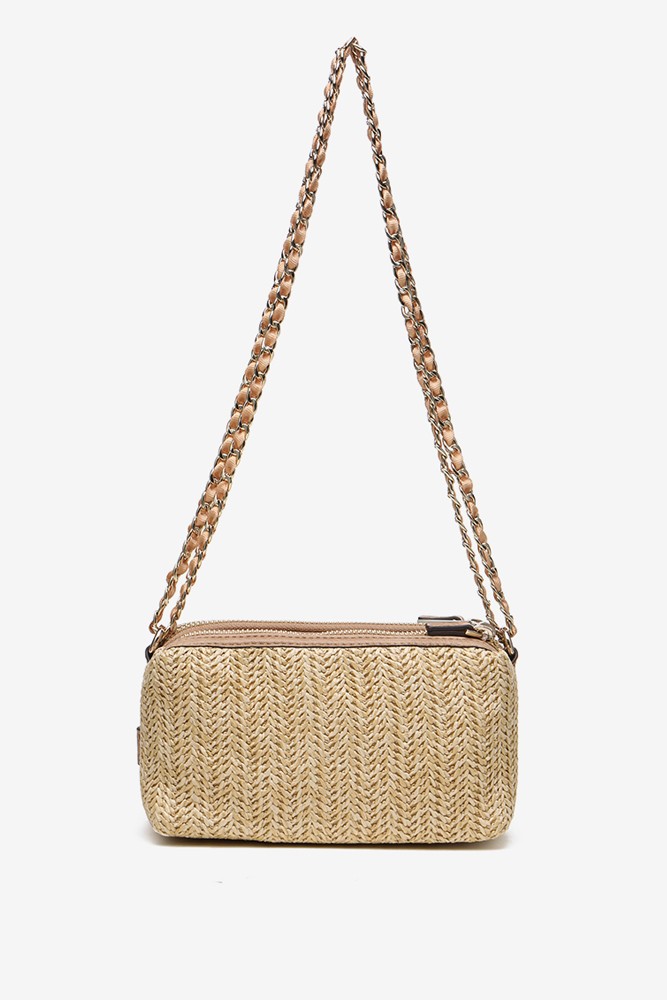 Gold raffia crossbody bag | Abbacino