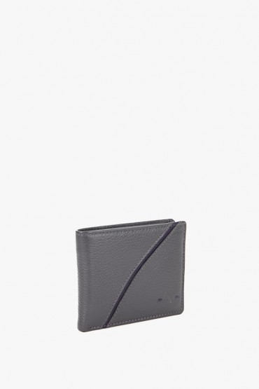 Men's bicolour leather wallet in grey
