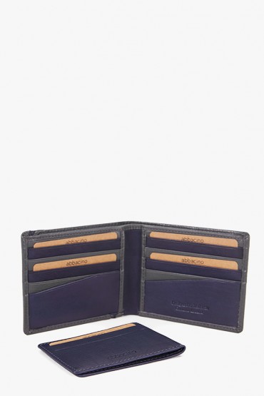 Men's bicolour leather wallet in grey