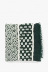 Women\'s wool scarf with green geometric print