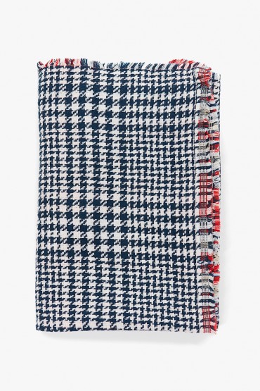 Women's reversible scarf in blue and red