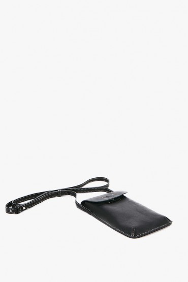 Black leather mobile phone bag