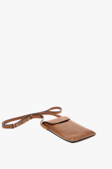 Cognac leather mobile phone bag