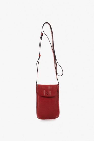 Red leather mobile phone bag
