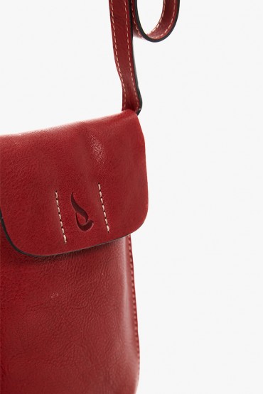 Red leather mobile phone bag