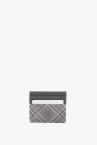 Women\'s leather card holder with grey plaid print